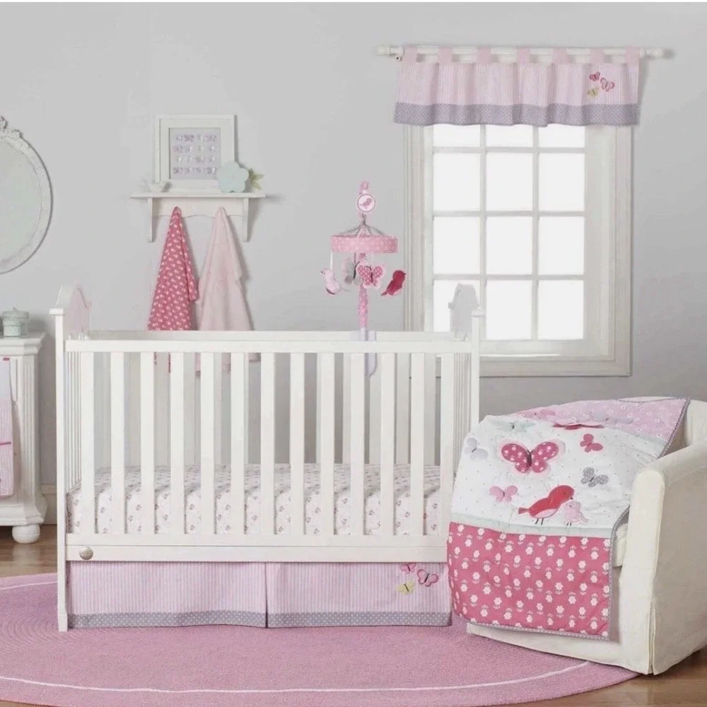VTG NEW Child of Mine: Pink Little Birds and Friends 3 pc Crib Set by Carter's‎